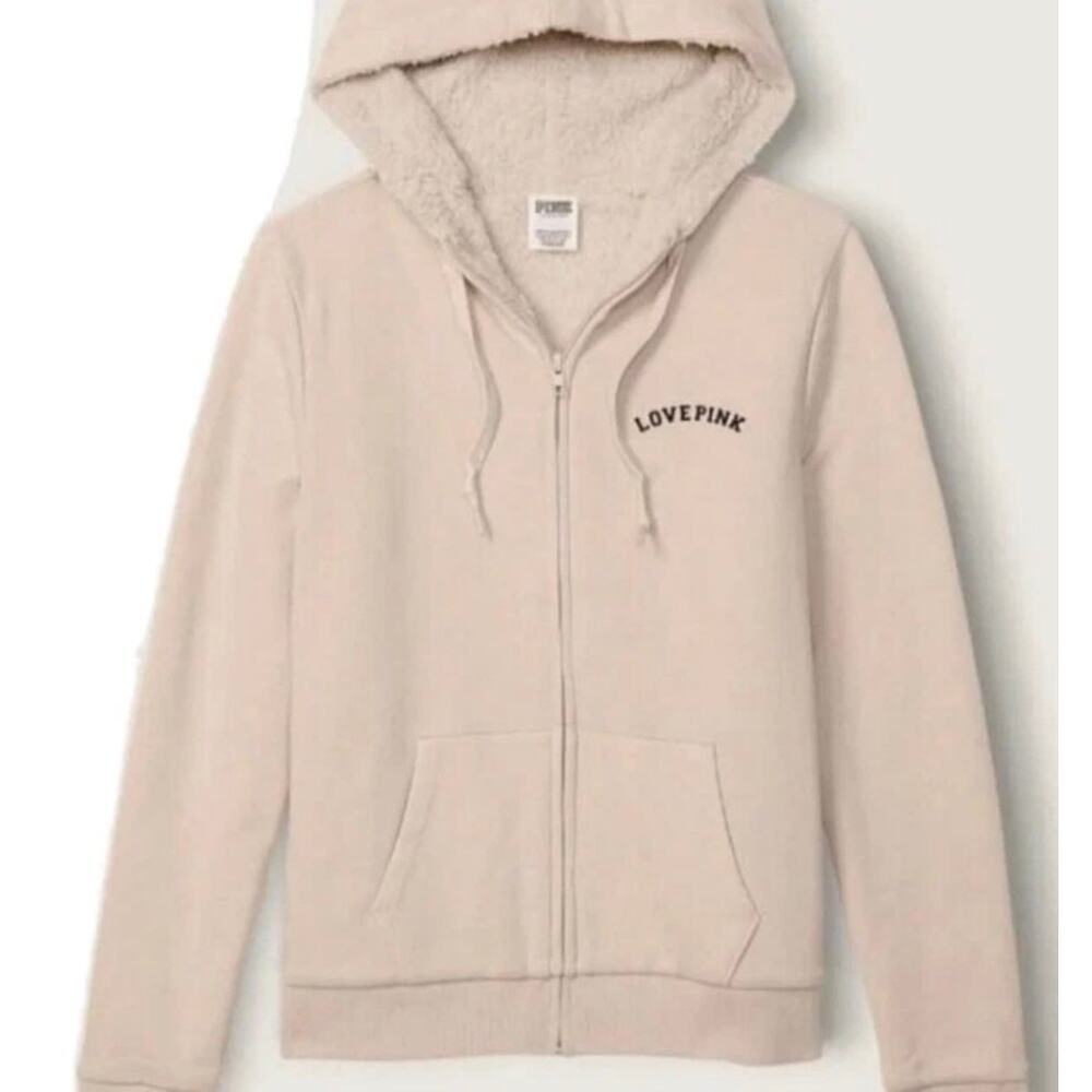 Victoria's Secret PINK Sherpa Lined Perfect Full Zip Hoodie XXL BRAND NEW!